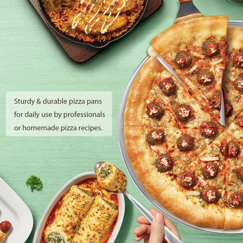 Deedro صينية بيتزا ديدرو من الفولاذ المقاوم للصدأ 13Â½ بوصة، صينية بيتزا دائرية، صينية خبز بيتزا صحية، صينية تقديم بيتزا، صينية مقرمشة، آمنة في غسالة الصحون، 3 عبوات - Image 3